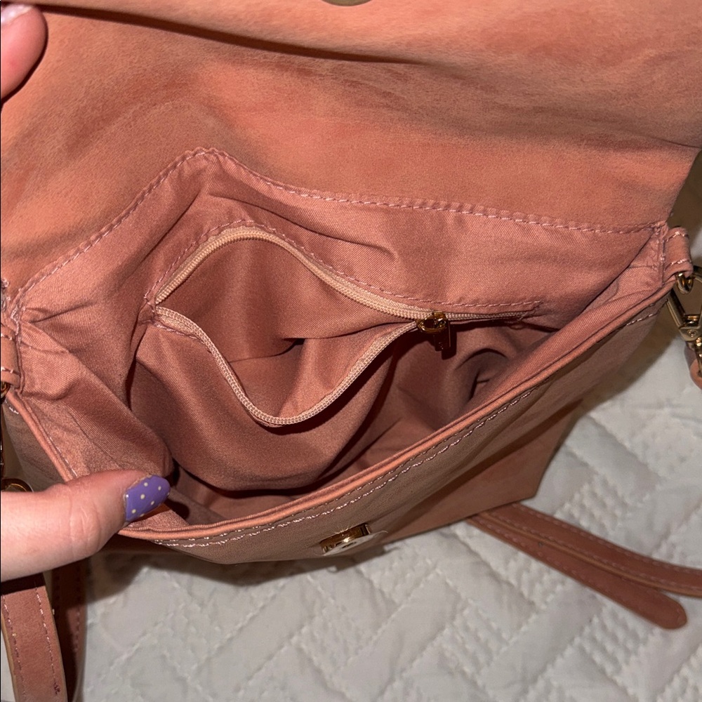 Leather Crossbody Bag in Coral Tan - Picture 5 of 11